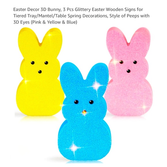 PEEP STYLE EASTER BUNNIES! 3D WOOD, GLITTERY, COLORFUL PEEP BUNNY DECOR! - Picture 2 of 16